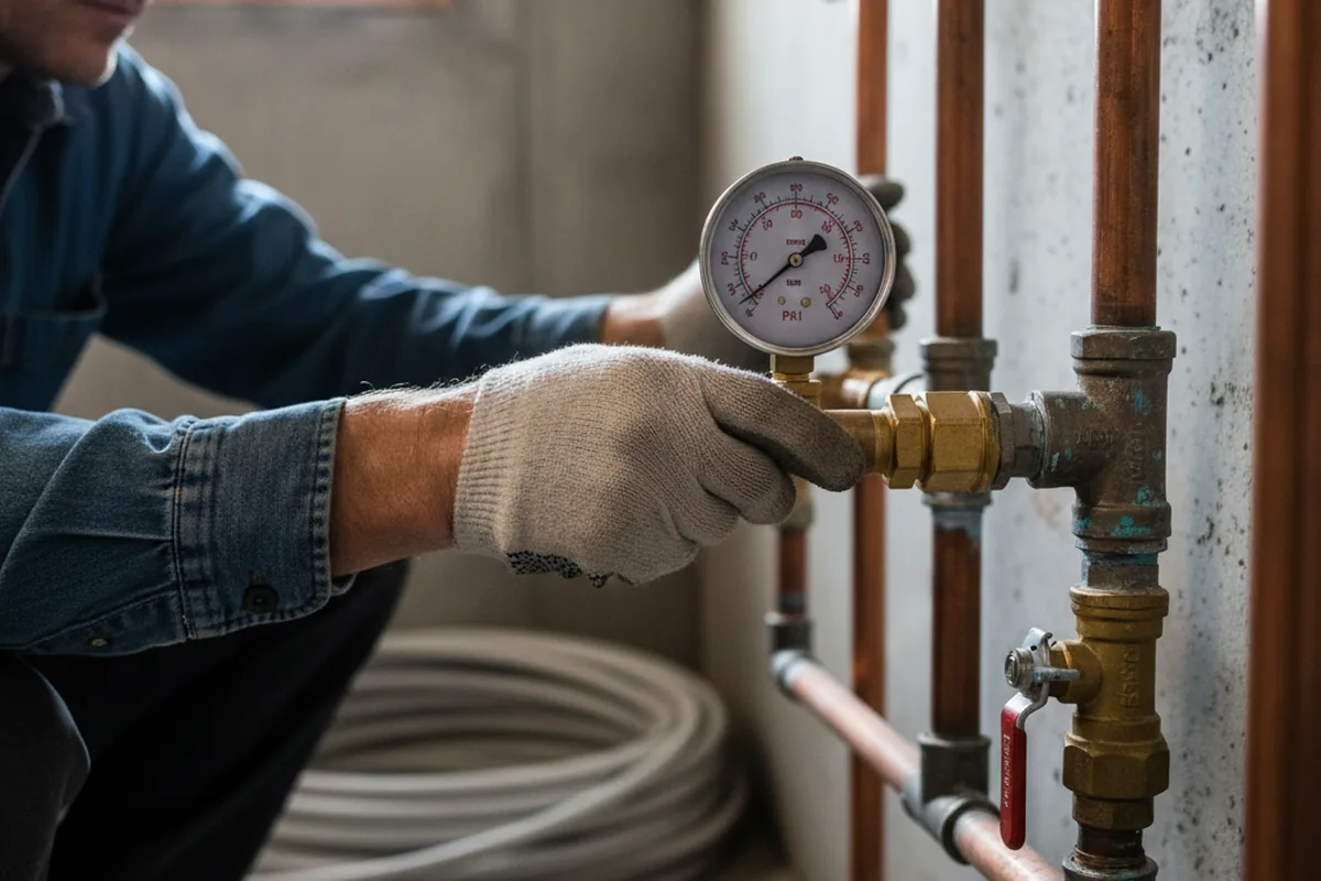 Pressure testing a repaired line during Water Line Repair in Labelle